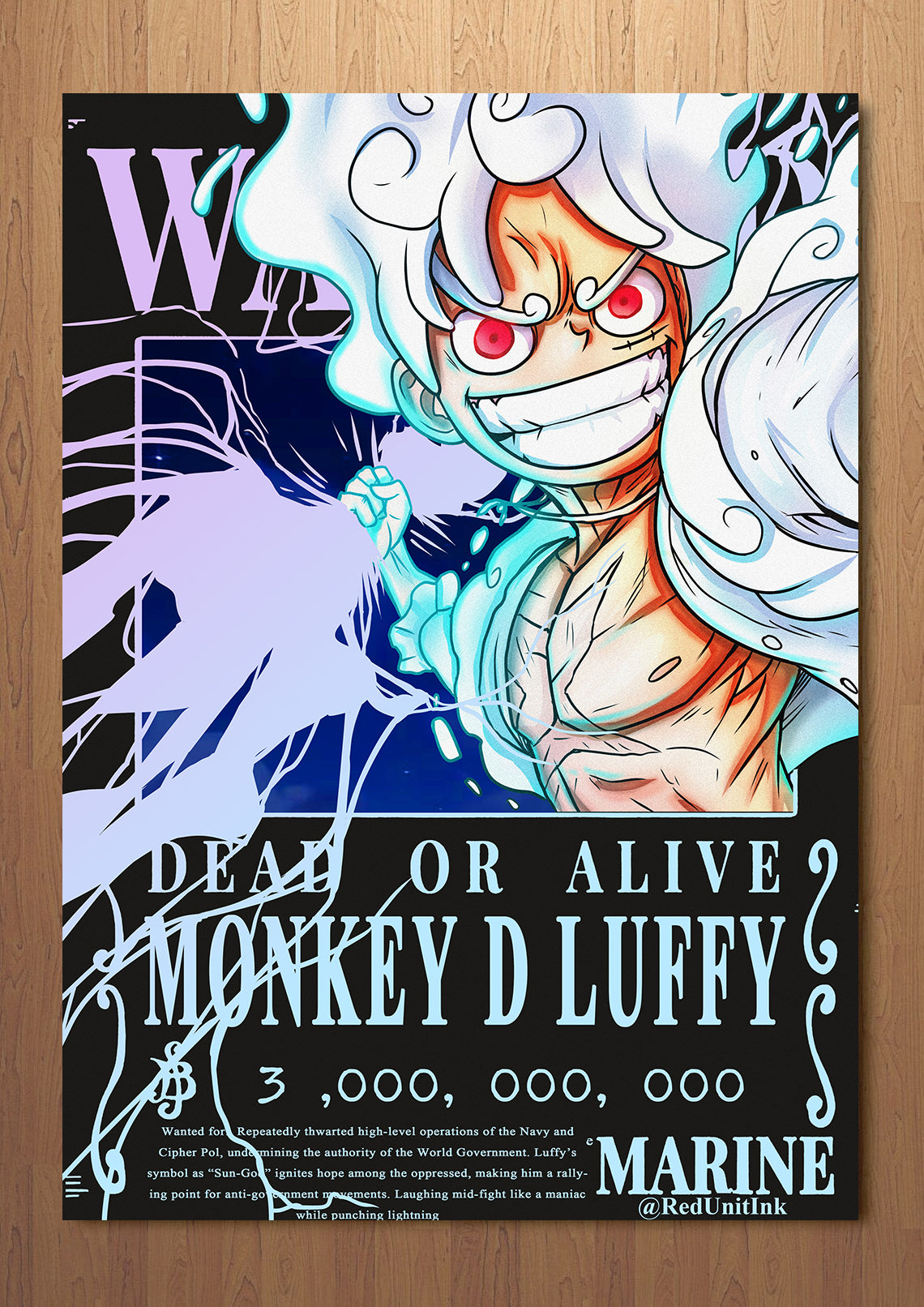 Gear 5 Wanted Poster FOIL A3 Art Print (11.7 x 16.5 inches)