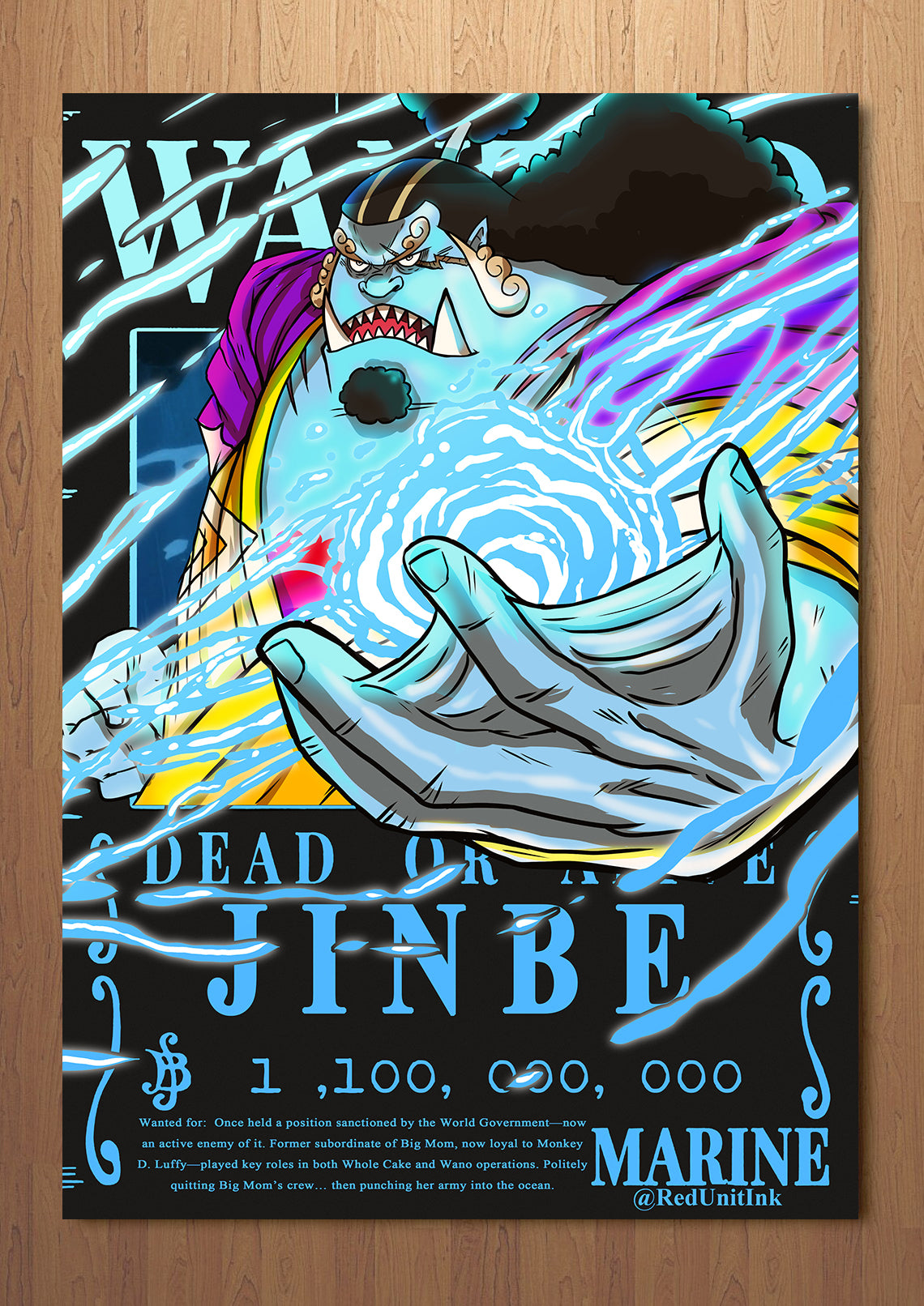 Merman Lord Wanted Poster FOIL A3 Art Print (11.7 x 16.5 inches)