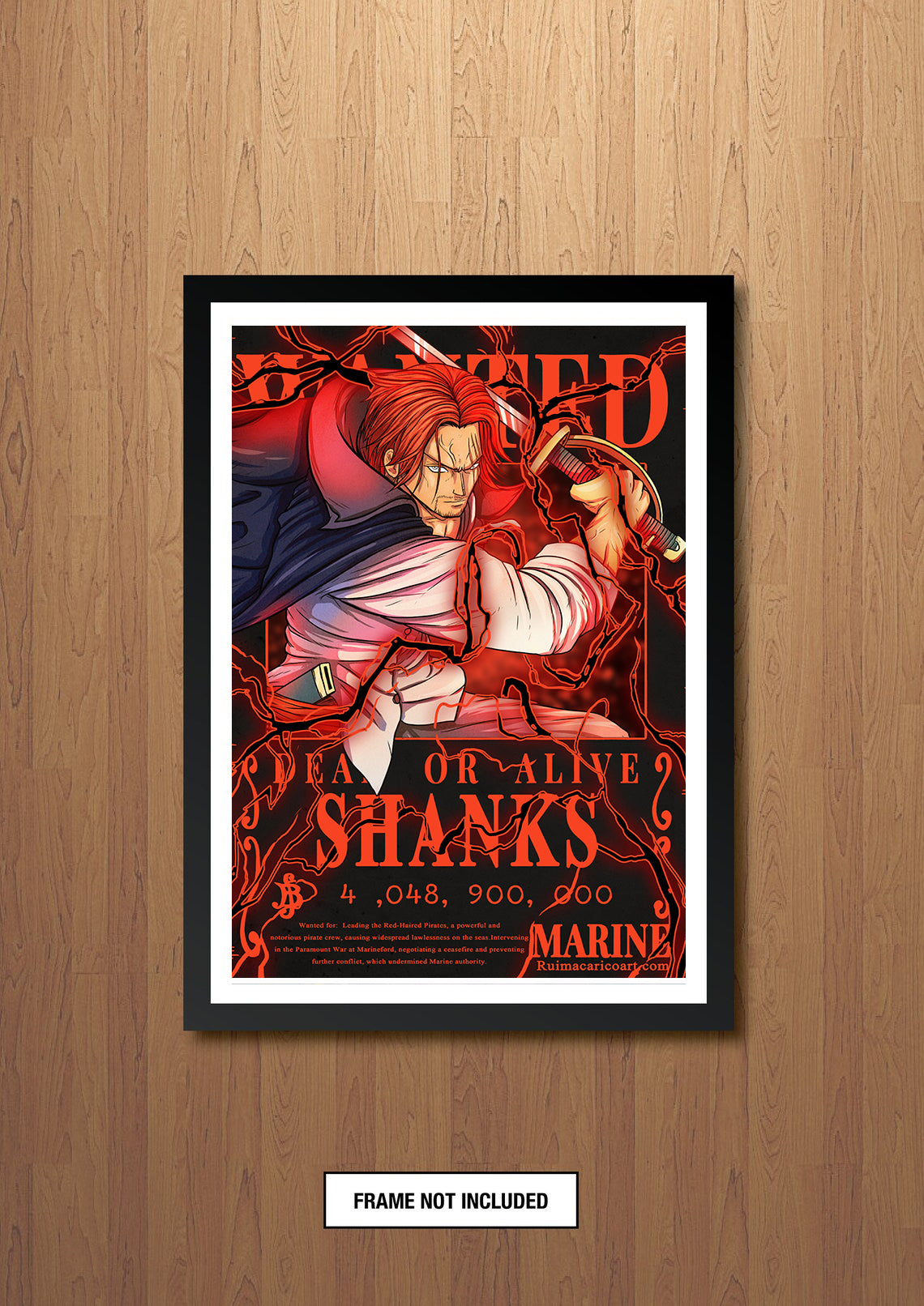 RED PIRATE EMPEROR Wanted Poster FOIL A3 Art Print (11.7 x 16.5 inches)