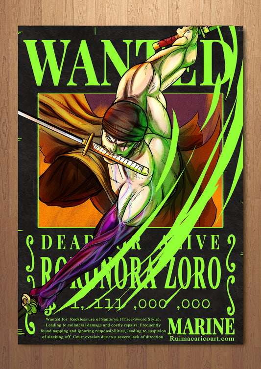 PIRATE HUNTER Wanted Poster FOIL A3 Art Print (11.7 x 16.5 inches)